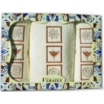 Luxusní dárkový vyšívaný froté set 1 osuška 2 ručníky (smetanová)