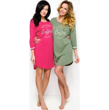 Dámská noční košile Taro, dámská noční košile 2117/1-Hana, dlouhý rukáv, khaki, vel. M
