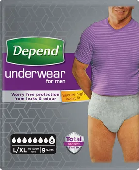 Inkontinenční kalhotky Kimberly Clark Depend Super vyšší pas pro muže L/XL 9 ks
