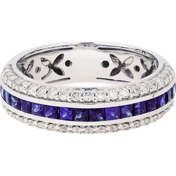 Prsten Prsten z bílého zlata s diamanty a safíry 0822E