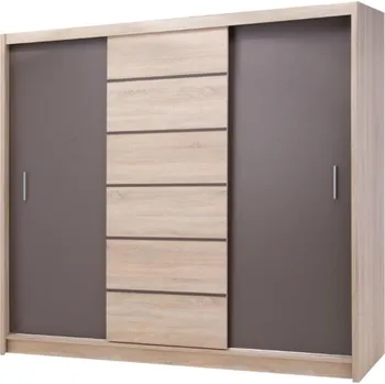 Šatní skříň BAUMAX Sewilla 250cm Dub Sonoma/Lava