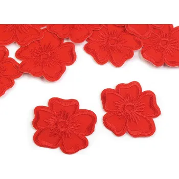 Nášivka Nažehlovačka vyšívaný květ, barva 6 červená