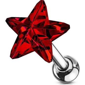Piercing Cartilage piercing do ucha - hvězdička, barva červená