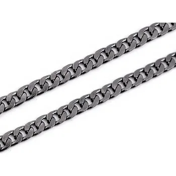 Řetízek plochý na kabelky s karabinou délka 117 cm, barva 2 nikl černý