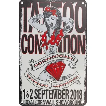 Kadeřnické nůžky Plechová retro cedule Tattoo TA134