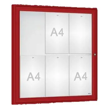 Vitrína venkovní 'Klasik', 750 x 750 mm, barva bordó RAL3004