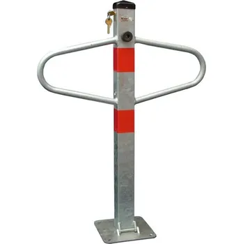 parkovací zábrana Sklopný parkovací sloupek s rameny, pozinkovaný, cylindrický zámek