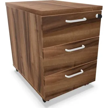 Zásuvkový kontejner Kontejner pojízdný, 3 zásuvky, barva ořech, v x š x h: 600 x 430 x 600 mm