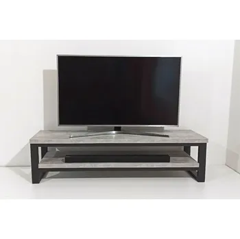 Televizní stolek MAJADESIGN Televizní stolek ECHT - BETON Síla desky stolu: 18 mm, Barva podnože stolu: Stříbrná RAL 9006, Velikost stolu: 400 x 1200