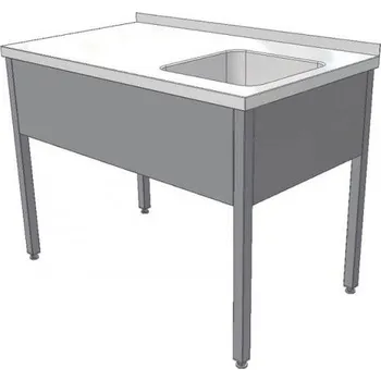 Nerezový dřez KK Nerezový mycí stůl s lisovaným dřezem vpravo (hloubka 700 mm) Délka: 900 mm
