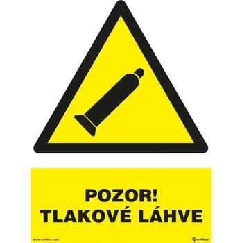 Walteco Pozor! Tlakové láhve (žlutá) 210x297mm, formát A4, plastová tabulka Množství: 1 ks