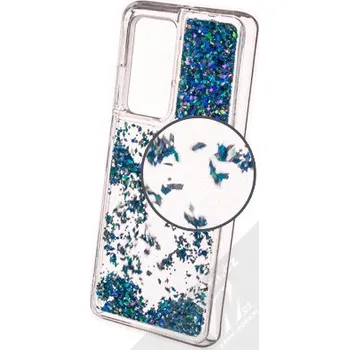 Pouzdro na mobilní telefon 1Mcz Liquid Diamond Sparkle ochranný kryt s přesýpacím efektem třpytek pro Huawei P40 Pro tyrkysová (turquoise)
