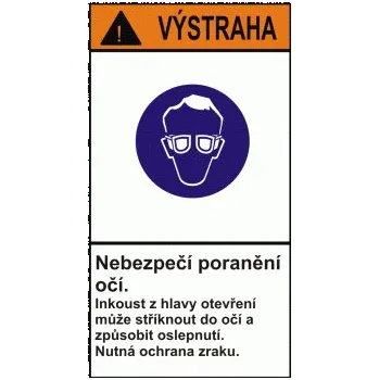 Výstraha - nebezpečí poranění očí 1 samolepící vinylová fólie A6 (148 x 105 mm)