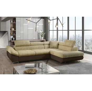 Sedací souprava Rozkládací rohová sedačka LYON cappucino / hnědá