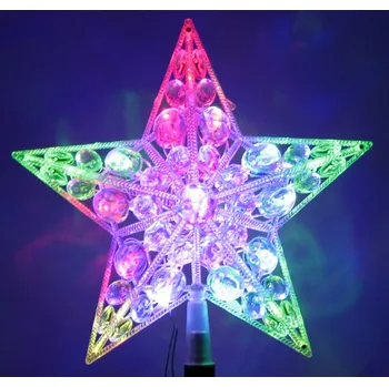 Vánoční dekorace LED vánoční hvězda na stromeček - 22cm fialová