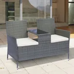 Zahradní polyratanový dvoumístný set se stolkem | šedý
