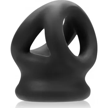Erekční kroužek a natahovač varlat Oxballs Tri-Squeeze černý, elastický erekční kroužek na penis a varlata