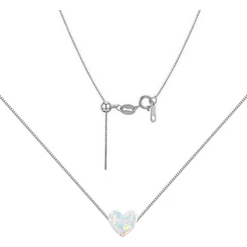 Náhrdelník NUBIS® Stříbrný náhrdelník srdce opál - NBS03-OP17