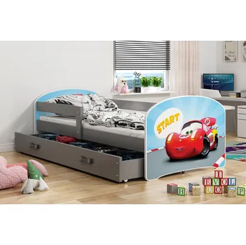 Postel ImportWorld Dětská postel Felix 1 80x160 s úložným prostorem - 1 osoba - Grafit, Auto