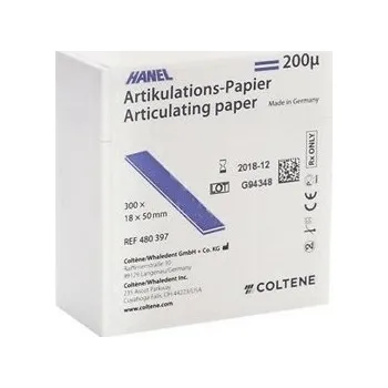 Artikulační papír Hanel 200 my I prožek modrý, 300 ks
