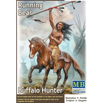 Plastikový model Master Box 1/24 Buffalo Hunter, Running Bear (1 fig.+ horse)