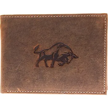 Peněženka Hnědá pánská kožená peněženka The Wild force s býkem podélná