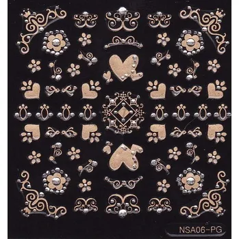 Lion Cosmetics Samolepky zlatý motiv + kamínek - NSA06-pg