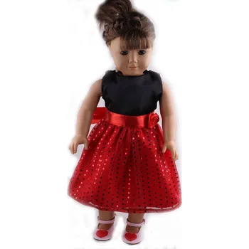 Černo-červené šatičky s růží pro American girl a Baby Born 43-45 cm