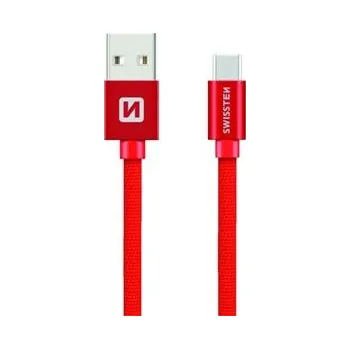 Datový kabel Swissten Datový kabel USB/USB-C TEXTILE 0,2m červený Swissten Datový kabel USB/USB-C TEXTILE 0,2m červený