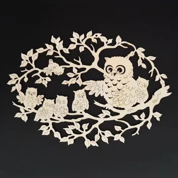Dekorativní magnet AMADEA Dřevěný obrázek k vymalování sova s mláďaty 18 cm