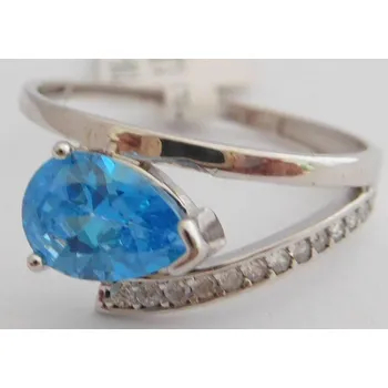 Prsten Klenoty Budín Zásnubní prsten z bílého zlata s modrým topazem 585/1,37gr vel.52 1161588 (Klenoty Budín Zásnubní prsten z bílého zlata s modrým topazem 585/1,37gr vel.52 1161588)