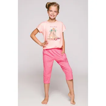Dívčí pyžamo Taro, dívčí pyžamo 2214-Beki, krátký rukáv, růžová s jednorožcem, vel. 128