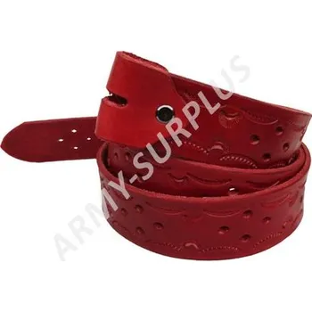 Opasek ČESKÝ VÝROBCE Opasek kožený zdobený bez spony (přezky) - vzor 12 (ruční výroba) červená 112 cm
