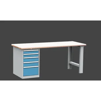 Průmyslová sponka dílenský stůl DPS 2D23 s bukovou spárovkou a PE deskou, kontejner + doprava zdarma