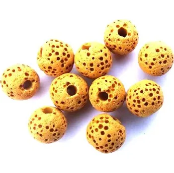 Materiál na výrobu šperku Přírodní láva žlutá korálek 8 mm