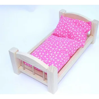 Doplněk pro panenku Česká dřevěná hračka Dřevěná postýlka přírodní