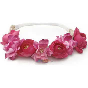 Karnevalový doplněk Květinový věneček růžový Miriam