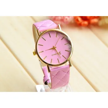 Hodinky Načančaná.cz Dámské kožené prošívané hodinky Barva: Růžová