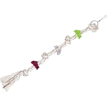 Hračka pro ptáka Nobby hračka pro papoušky lano s akrylátovými kroužky 72cm