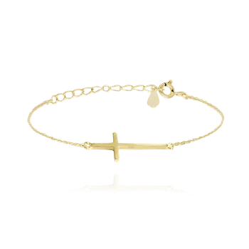 Souprava šperků Pozlacený stříbrný náramek MINET KŘÍŽ ležatý JMAS0062GB16