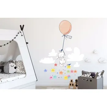 Samolepící dekorace Létající králíček - oranžová - M