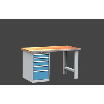Průmyslová sponka dílenský stůl DPS 1A23 s oplechovanou nerezovou přední hranou desky, kontejner + doprava zdarma