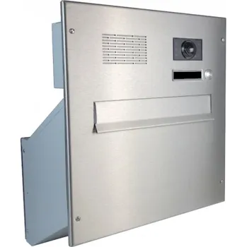 Poštovní schránka 1x poštovní schránka D-241 k zazdění do sloupku + čelní deska s 1x zvonkem a kamerou ABB - NEREZ / šedá