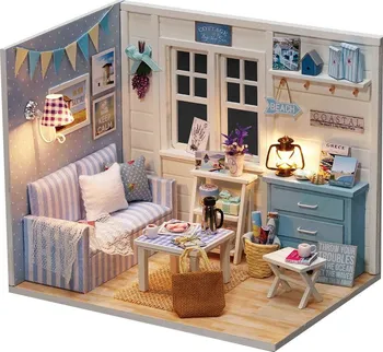 Domeček pro panenku DIY Retro dřevěná domeček pro panenky modrý