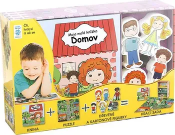 Domov: Moje malá knížka - Nakladatelství Junior (2018, pevná, box) + puzzle + dřevěné a kartonové figurky