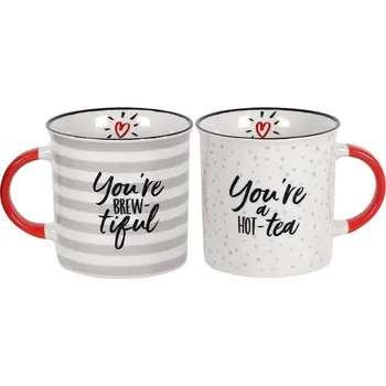 Jones Home & Gift Sada 2ks světlých hrníčků pro partnery s nápisem