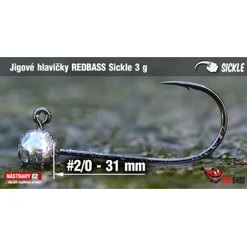 Rybářský háček Jigová hlavička REDBASS Sickle #2/0 - 31 mm - #2/0 - 3 g, 5 ks