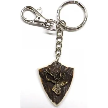 Přívěsek Klíčenka ZUBÍČEK parohová erb motiv - jelen hlava (hledící doprava)