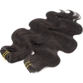 Příčesek Vlnitý clip in maxi set 53cm pravé lidské vlasy – REMY 200g - PŘÍRODNÍ ČERNÁ
