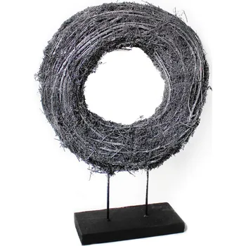 Vánoční dekorace Kruh stojan vánoční proutí pr.38V53cm antracit (786040)